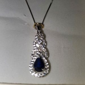 Siapphire, Diamond & SilverTwist Pendant Necklace